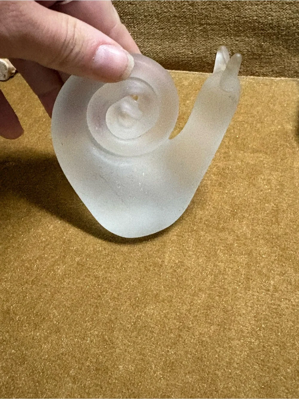 Frosted White Glass Snail Accent Sculpture - Unbranded